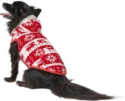 Frisco Fair Isle Fleece Lined Dog & Cat Hoodie, Red, XXX-Large