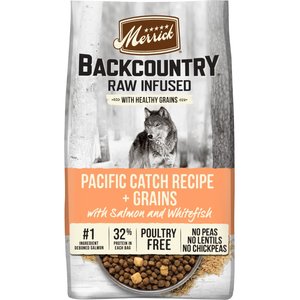 Merrick Backcountry Chicken-Free Raw Infused Pacific Catch Recipe With Healthy Grains Dry Dog Food, 20-lb bag