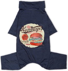 Touchdog Onesie Lightweight Breathable Printed Full Body T-Shirt Dog Pajamas, Navy, Small
