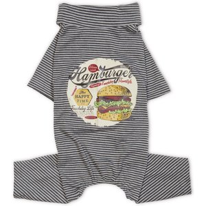 Touchdog Onesie Lightweight Breathable Printed Full Body T-Shirt Dog Pajamas, Grey, Medium