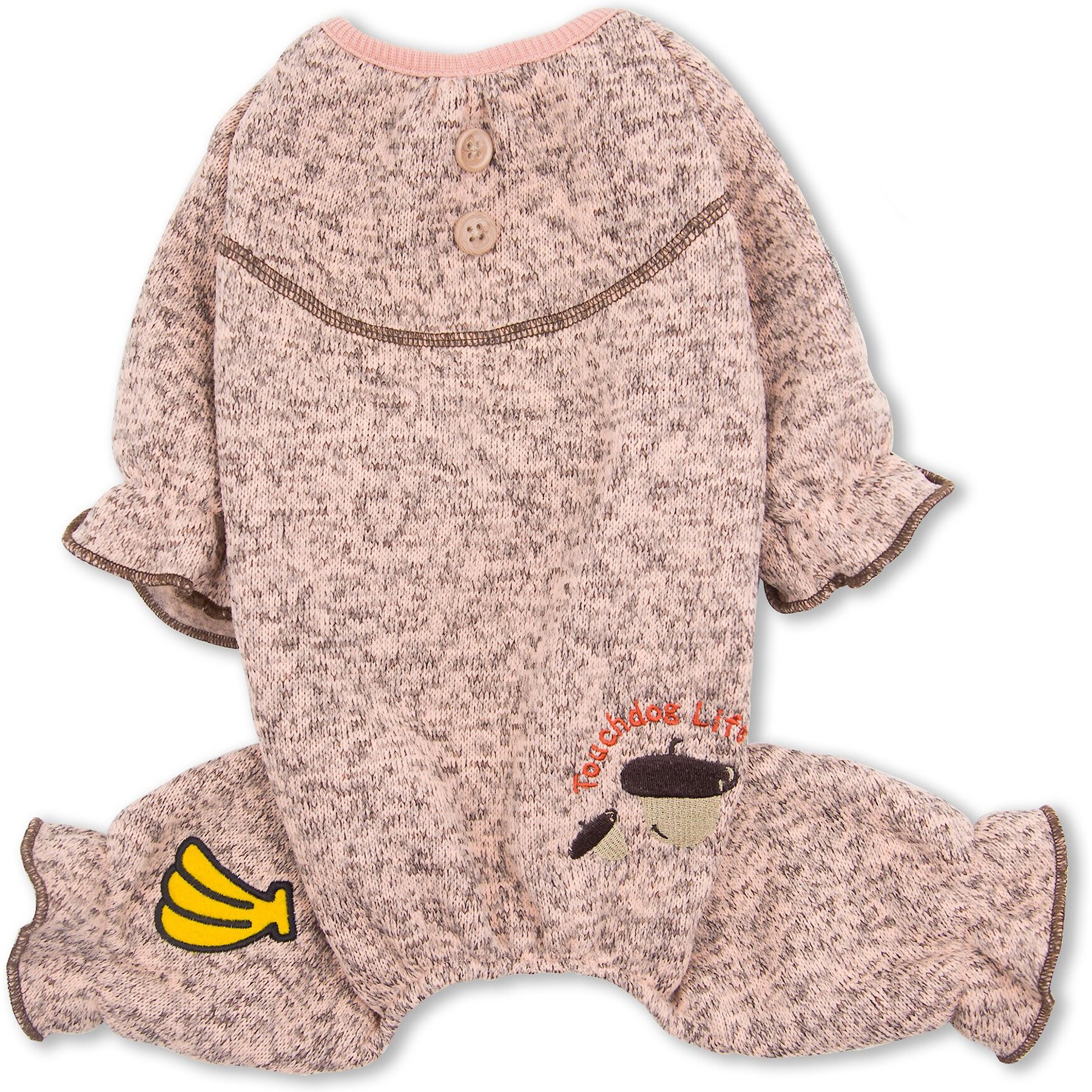 Touchdog Bark-Zz Designer Soft Cotton Full Body Thermal Jumpsuit Dog Pajamas, Pink, X-Small