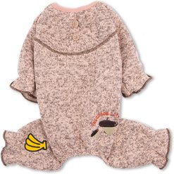 Touchdog Bark-Zz Designer Soft Cotton Full Body Thermal Jumpsuit Dog Pajamas, Pink, Large