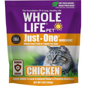 Whole Life Just One Ingredient Pure Chicken Breast Freeze-Dried Cat Treats, 9-oz bag