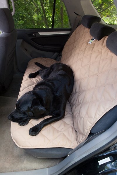 3 Dog Pet Supply Personalized Car Back Seat Protector, Tan slide 1 of 4