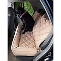 3 Dog Pet Supply Personalized Car Back Seat Protector with Bolster, Tan