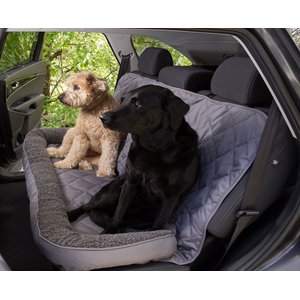3 Dog Pet Supply Personalized Car Back Seat Protector with Bolster, Grey Fleece