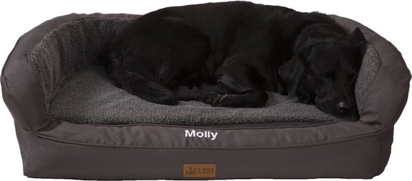 3 Dog Pet Supply EZ Wash Personalized Orthopedic Bolster Dog Bed w/Removable Cover, Slate, Medium slide 1 of 5