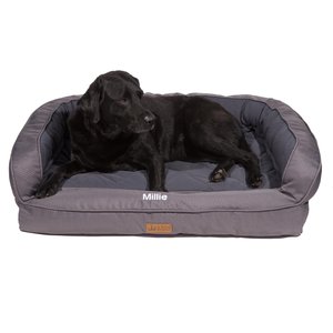 3 Dog Pet Supply EZ Wash Softshell Personalized Orthopedic Bolster Dog Bed with Removable Cover, Slate, Small