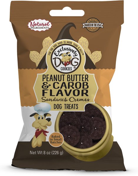 Exclusively Dog Peanut Butter & Carob Flavor Sandwich Cremes Dog Treats, 8-oz bag slide 1 of 5