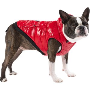 Canada Pooch Shiny North Pole Insulated Dog Puffer Vest, Red, 10