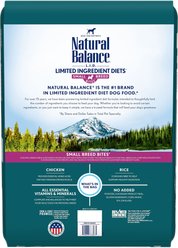 Natural Balance L.I.D. Limited Ingredient Diets Chicken & Brown Rice Formula Small Breed Bites Dry Dog Food, 12-lb bag slide 2 of 9