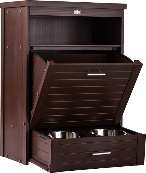 Discontinued NEW AGE PET Dog Food Pantry with Double Bowls, Russet