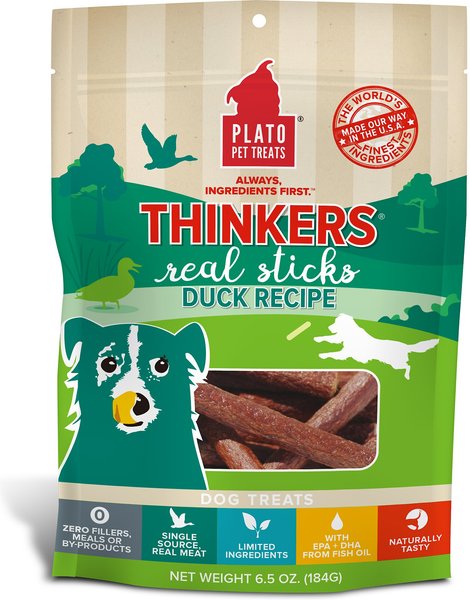 Plato Thinkers Duck Reciepe Dog Treats, 6.5-oz bag slide 1 of 5