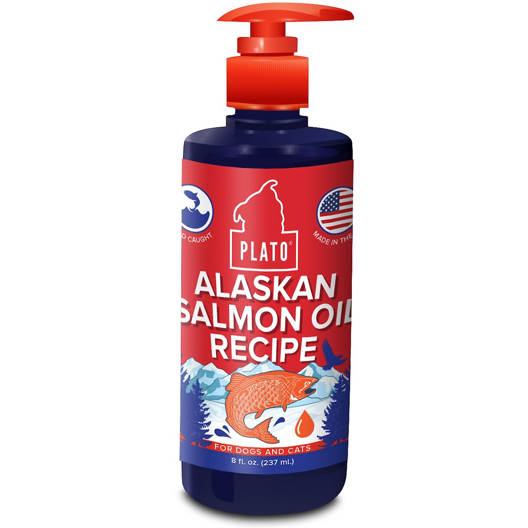 PLATO Wild Alaskan Salmon Oil Dog & Cat Supplement, 8-oz bottle 