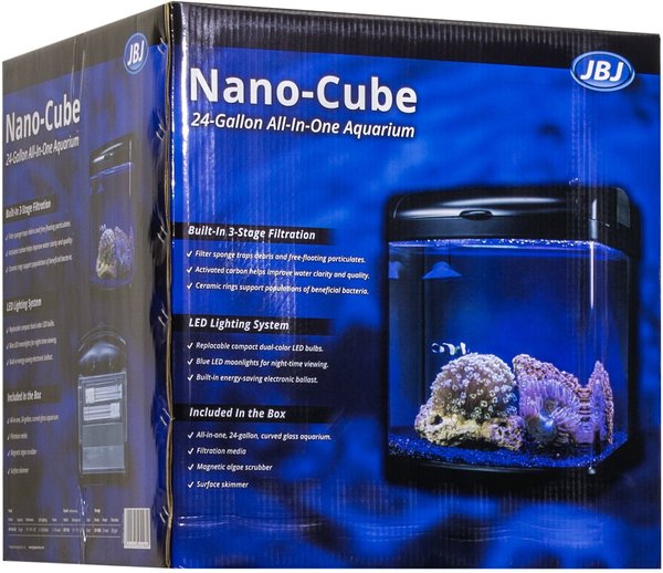 JBJ AQUARIUM Nano-Cube DX LED Curved Glass Fish Aquarium, 24-gal