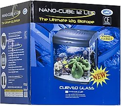 JBJ Aquarium Nano-Cube 12 LED Curved Glass Fish Aquarium, 12-gal