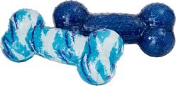 Frisco Retro Denim & Swirl TPR Bone Squeaky Dog Toy, Medium/Large, 2 count