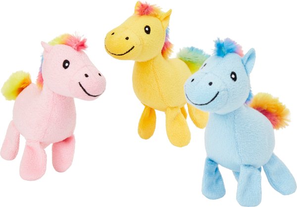 Frisco Retro Colorful Pony Plush Squeaky Dog Toy, 3 count slide 1 of 4