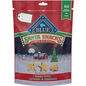Blue Buffalo Holiday Santa Snacks Oatmeal & Cinnamon Crunchy Dog Treats, 11-oz bag