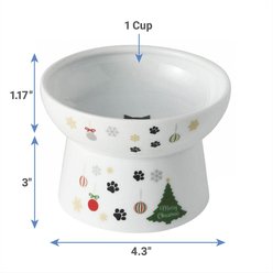 Necoichi X'mas Ceramic Elevated Cat Food Bowl, 1-cup slide 2 of 5