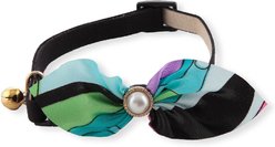 Necoichi Chirimen Elegant Ascot Breakaway Cat Collar with Bell, Blue, 8.2 to 13.7-in neck, 2/5-in wide