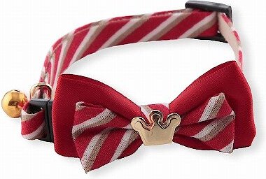 Necoichi Regal Crown Cotton Breakaway Cat Collar with Bell, Red, 8.2 to 13.7-in neck, 2/5-in wide slide 1 of 9