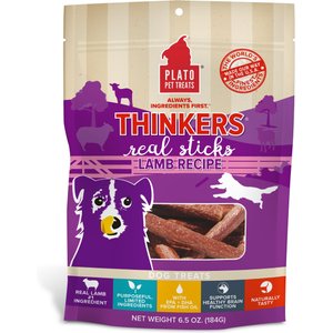 Plato Thinkers Real Sticks Lamb Recipe Dog Treats, 6.5-oz bag