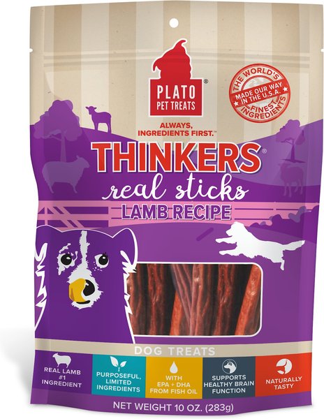 Plato Thinkers Real Sticks Lamb Recipe Dog Treats,10-oz bag slide 1 of 6