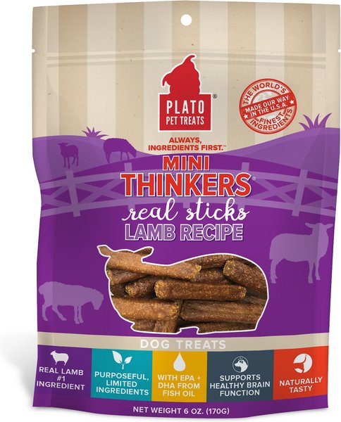 Plato Mini Thinkers Real Sticks Lamb Recipe Dog Treats, 6-oz bag slide 1 of 6