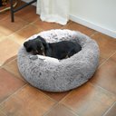 Frisco Long Faux Fur Donut Cat & Dog Bed, Smoky Gray, Small