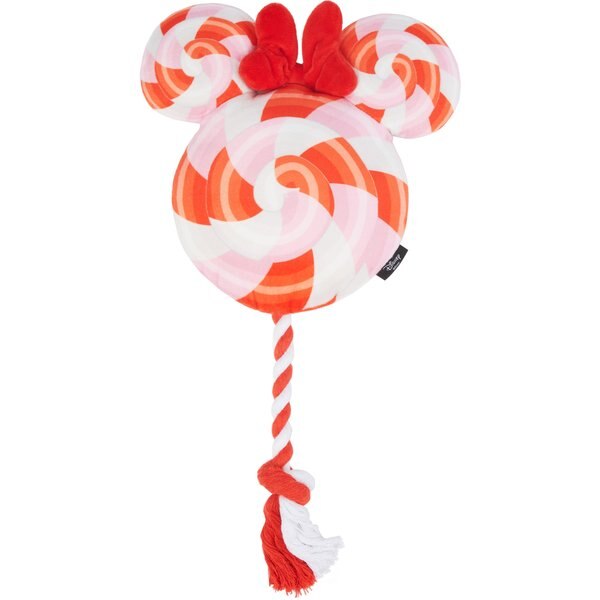 Disney Minnie Mouse Lollipop Plush with Rope Squeaky Dog Toy