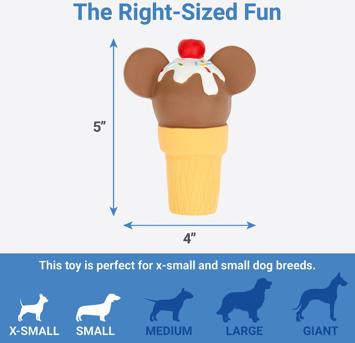 DISNEY Mickey Mouse Ice Cream Cone Latex Squeaky Dog Toy