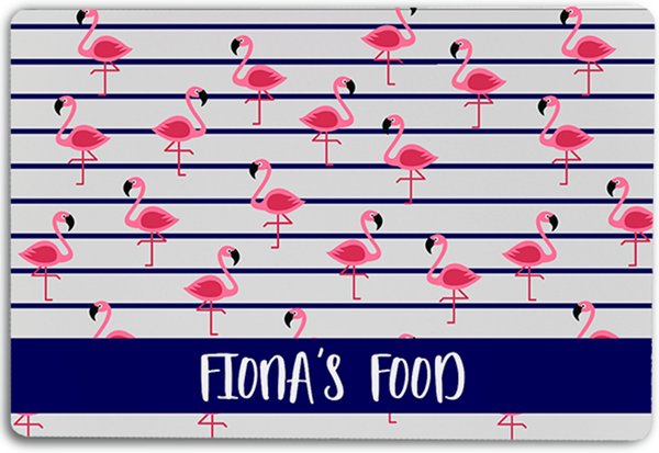 904 Custom Flock of Flamingos Personalized Dog & Cat Placemat slide 1 of 4