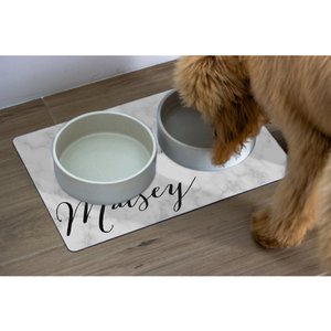 Pet Feeding Mat-Absorbent Cat & Dog Food Mat-No Stains Easy Clean Dog Mat  for Food and Water-Quick Dry Dog Bowl Mat Dog Accessories-Dog Water Matt  for Sloppy Drinkers,Dark Grey