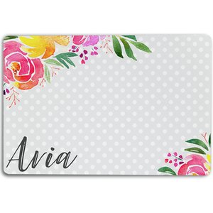 904 Custom Polka Dot Floral Personalized Dog & Cat Placemat