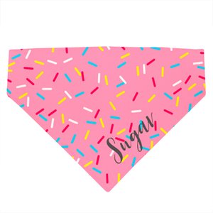 904 Custom Pink Sprinkle Donut Personalized Dog Collar Bandana, Medium