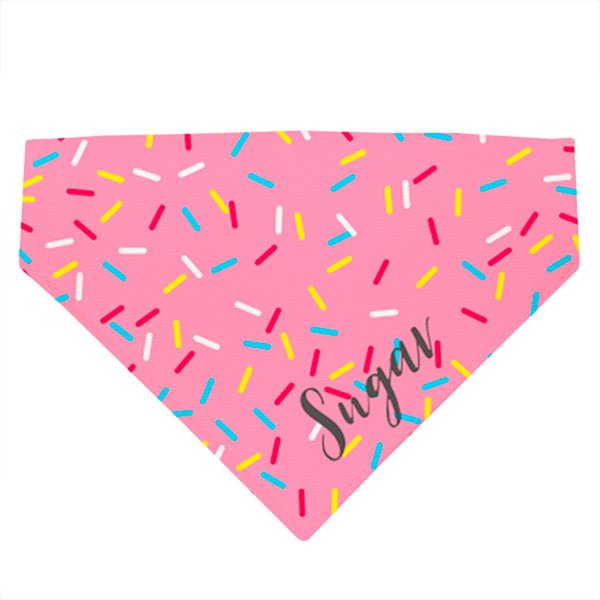 904 Custom Pink Sprinkle Donut Personalized Dog Collar Bandana, Large slide 1 of 6