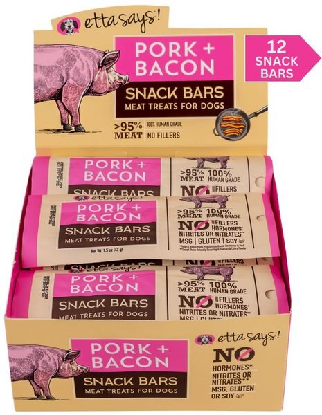 Etta Says! Pork + Bacon Snack Bars Human Grade Jerky Dog Treats
