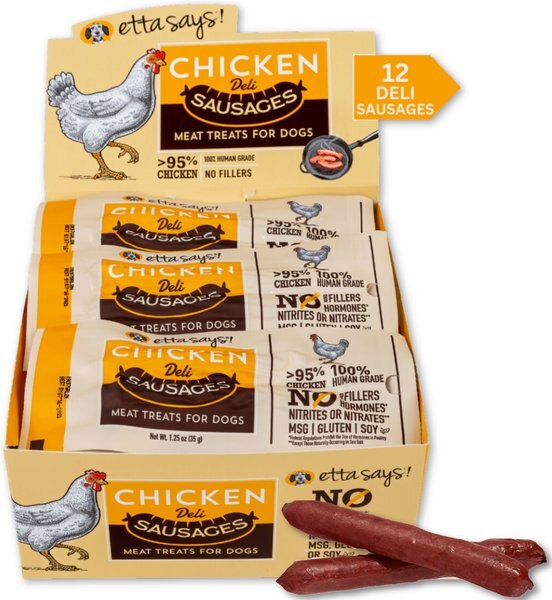 Etta Says! Chicken Deli Sausages Human Grade Jerky Dog Treats