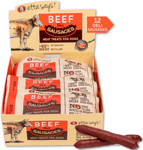 Etta Says! Beef Deli Sausages Dog Treats, 12 count slide 1 of 4