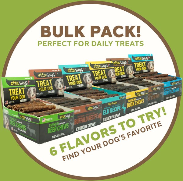 Etta Says! Premium 4" Buffalo Recipe Crunchy Dog Chews, 36 count