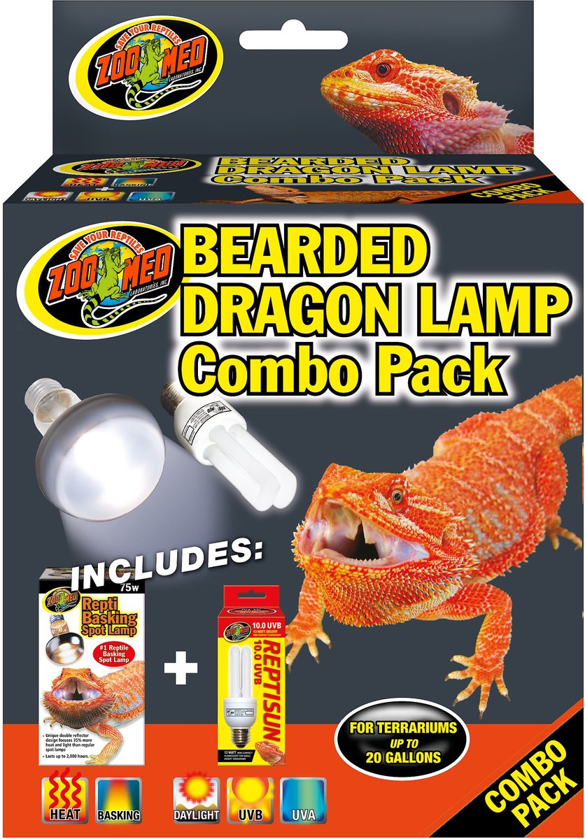 ZOO MED Reptisun 10.0 UVB & Repti Basking Spot Lamp Reptile Terrarium ...