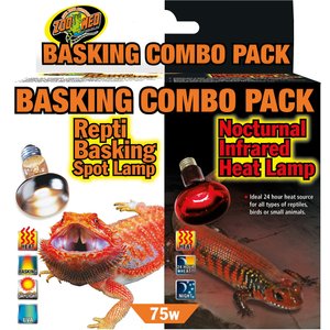 Zoo Med Repti Basking Spot Lamp & Nocturnal Infrared Heat Lamp Reptile Terrarium Basking Combo Pack