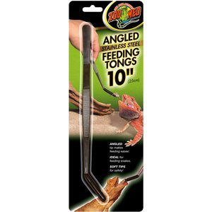 Zoo Med Angled Stainless Steel Reptile Feeding Tongs, 10-in
