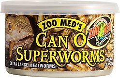 Zoo Med Can O' Superworms Extra Large Mealworms Reptile Food, 1.2-oz can