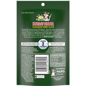 Temptations Classic Holiday Dinner Tantalizing Turkey Flavor Soft & Crunchy Cat Treats, 3-oz bag