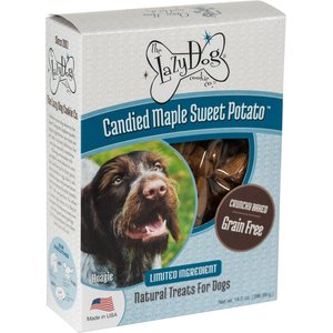The Lazy Dog Cookie Co. Grain-Free Candied Maple Sweet Potato Limited Ingredient Crunchy Baked Dog Treats, 14-oz box
