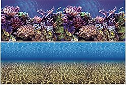 Vepotek Double-Sided Fish Aquarium Background, Ocean Seabed & Coral Reef, Small
