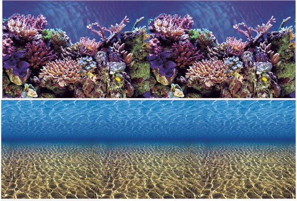 Vepotek Double-Sided Fish Aquarium Background, Ocean Seabed & Coral Reef, Medium slide 1 of 4