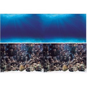 Vepotek Double-Sided Fish Aquarium Background, Deep Seabed & Coral Rock, X-Large
